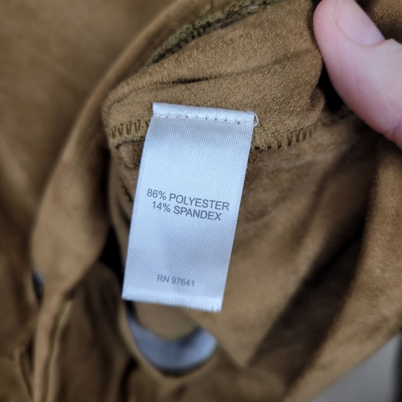 J. Jill Brown Tan Faux Suede Zip Moto Jacket Zipper Pockets Small Long Sleeve - Picture 5 of 8